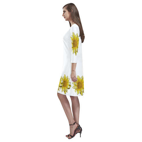Yellow Flower, floral photography Rhea Loose Round Neck Dress(Model D22)