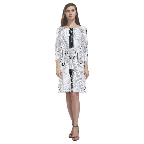 Violin Line Graphic Print Dress By Juleez Rhea Loose Round Neck Dress(Model D22)