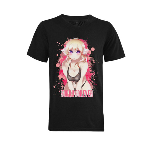 Blonde Hair Bikini Furry Girl Men's V-Neck T-shirt  Big Size(USA Size) (Model T10)