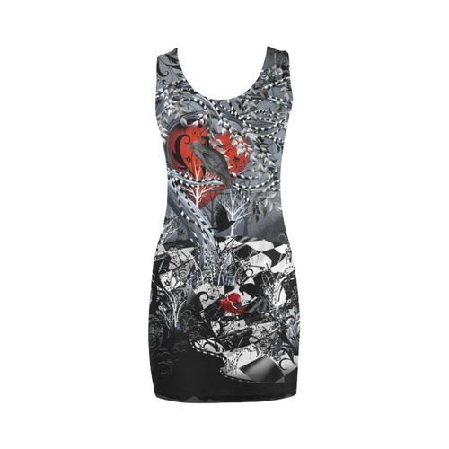 Tank Dress Raven Heart Print Hot Dress By Juleez Medea Vest Dress (Model D06)