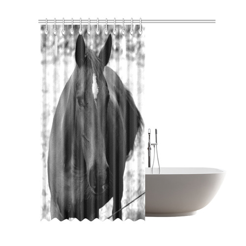 B&W Horse Shower Curtain 69"x84"