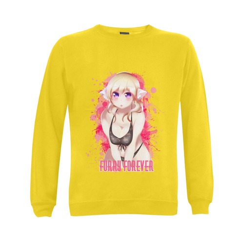 Blonde Hair Bikini Furry Girl Gildan Crewneck Sweatshirt(NEW) (Model H01)