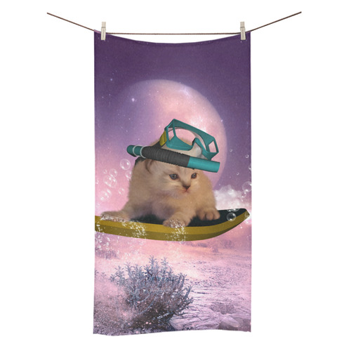 Funny surfing kitten Bath Towel 30"x56"