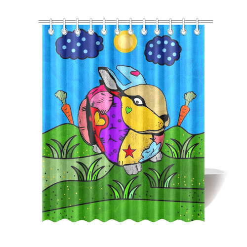 A Rabbit by Nico Bielow Shower Curtain 69"x84"