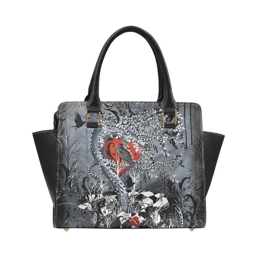 Raven Heart Print Purse Handbag By Juleez Classic Shoulder Handbag (Model 1653)