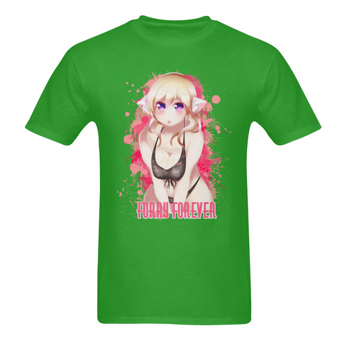 Blonde Hair Bikini Furry Girl Men's T-Shirt in USA Size (Two Sides Printing)