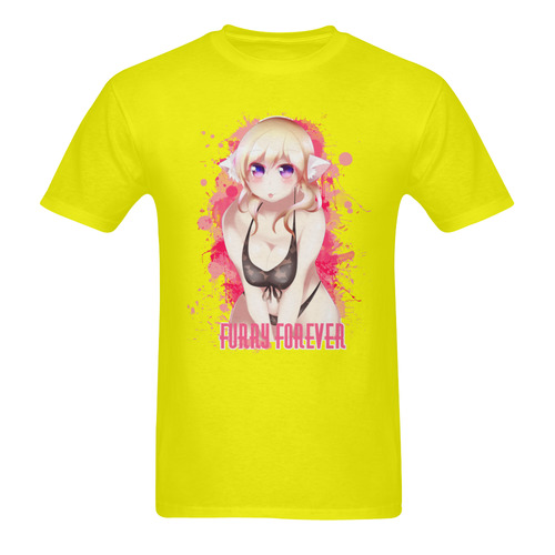 Blonde Hair Bikini Furry Girl Men's T-Shirt in USA Size (Two Sides Printing)