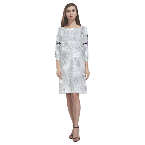 Jeweled Cross Sleeves Pastel Goth Art Rhea Loose Round Neck Dress(Model D22)