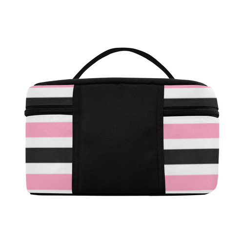 Pink Black Stripes Cosmetic Bag/Large (Model 1658)