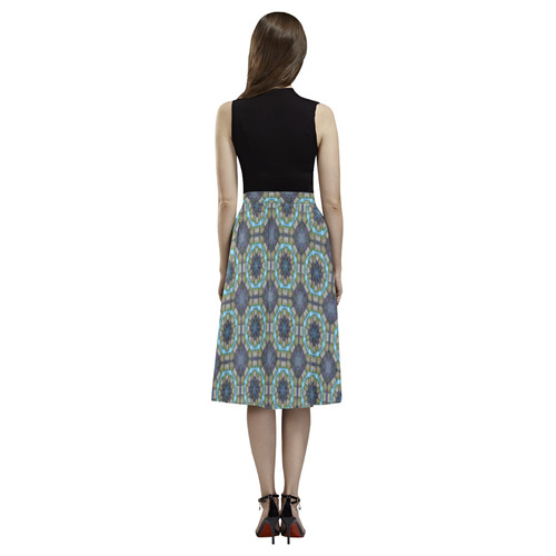 Cobalt Green and Blue Aoede Crepe Skirt (Model D16)