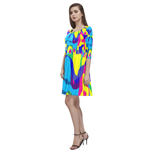 Colorful chaos Tethys Half-Sleeve Skater Dress(Model D20)