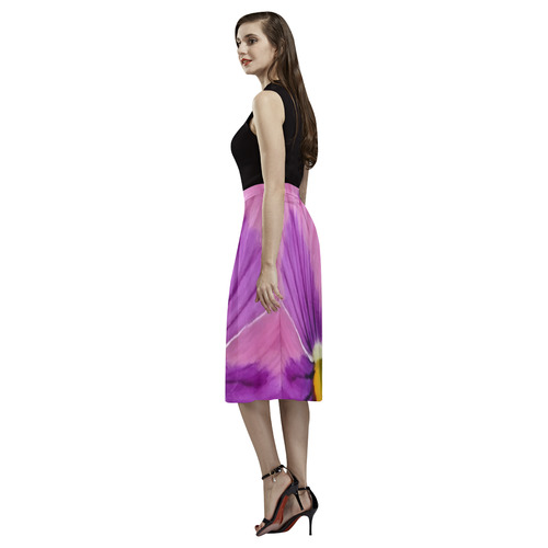 Pink and Purple Pansy Aoede Crepe Skirt (Model D16)