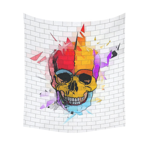 A Skull on Wall by Popart Lover Cotton Linen Wall Tapestry 51"x 60"