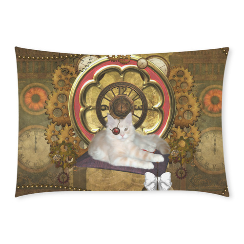 Steampunk, awseome cat clacks and gears Custom Rectangle Pillow Case 20x30 (One Side)