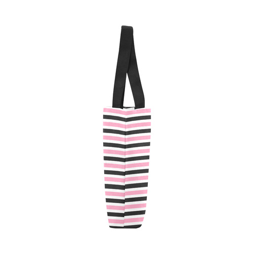 Pink Black Stripes Canvas Tote Bag (Model 1657)