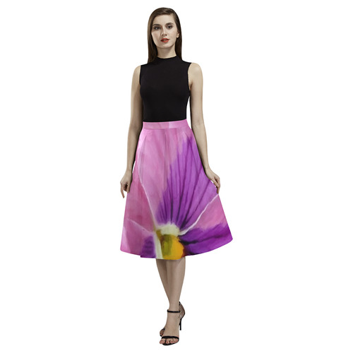 Pink and Purple Pansy Aoede Crepe Skirt (Model D16)