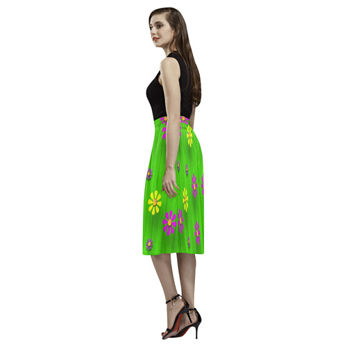 flower print on green Aoede Crepe Skirt (Model D16)
