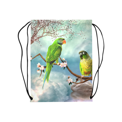 Funny cute parrots Medium Drawstring Bag Model 1604 (Twin Sides) 13.8"(W) * 18.1"(H)