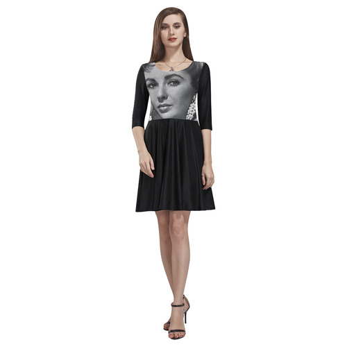 Great Actress Elizabeth Taylor Tethys Half-Sleeve Skater Dress(Model D20)