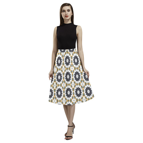 Gray White and Blue Geometric Aoede Crepe Skirt (Model D16)