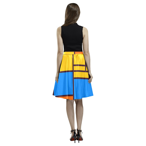 Shapes in retro colors Melete Pleated Midi Skirt (Model D15)