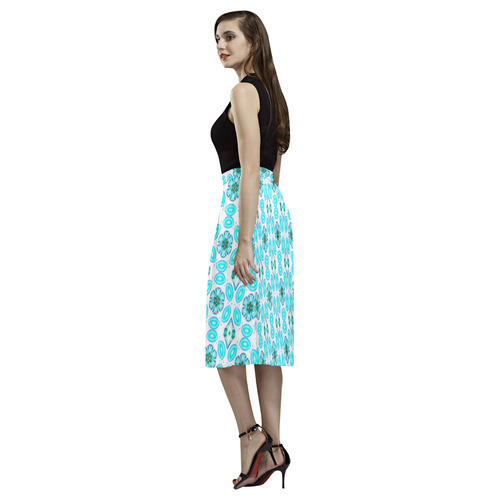 Aqua Geometric Aoede Crepe Skirt (Model D16)