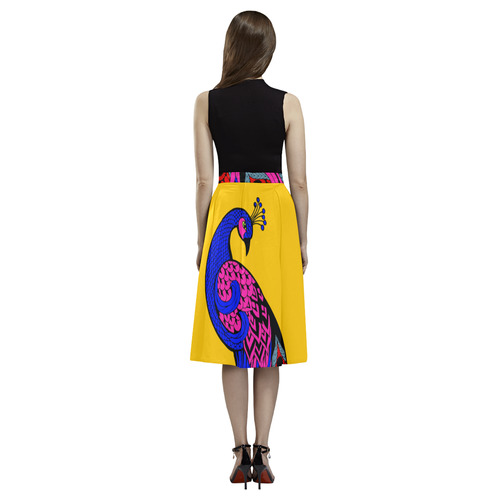 Prancing peacock in yellow Aoede Crepe Skirt (Model D16)