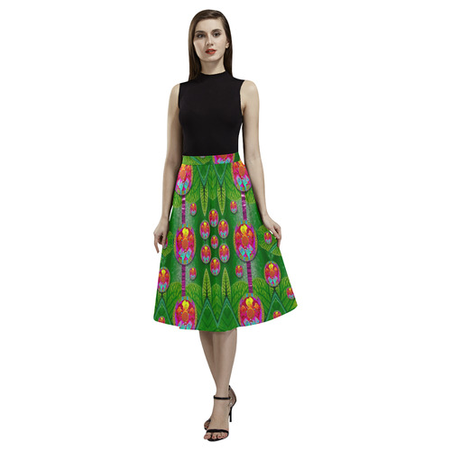 Orchid Forest Filled of big flowers and chevron Aoede Crepe Skirt (Model D16)