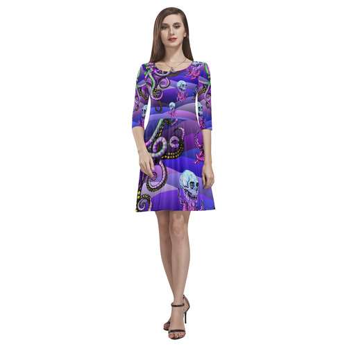 octopus cephalopod water creepy ocean marine life Tethys Half-Sleeve Skater Dress(Model D20)