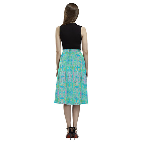 Multicolored Aquamarine Aoede Crepe Skirt (Model D16)