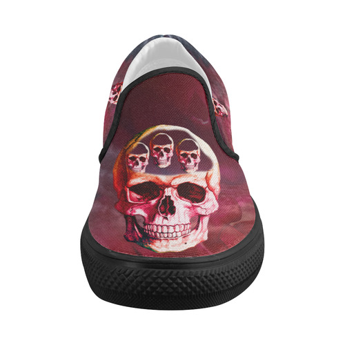 Funny Skulls Women's Slip-on Canvas Shoes (Model 019)