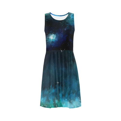 Blue Galaxy Sleeveless Ice Skater Dress (D19)