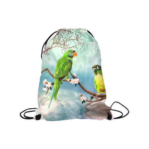 Funny cute parrots Medium Drawstring Bag Model 1604 (Twin Sides) 13.8"(W) * 18.1"(H)
