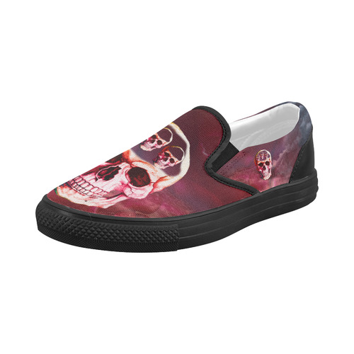 Funny Skulls Women's Slip-on Canvas Shoes (Model 019)