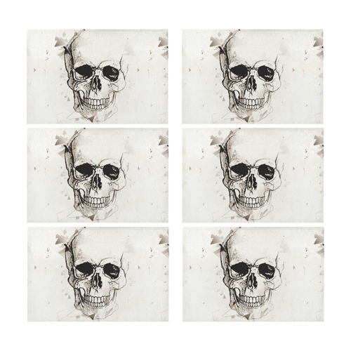 Skull Skizze by Popart Lover Placemat 12’’ x 18’’ (Set of 6)