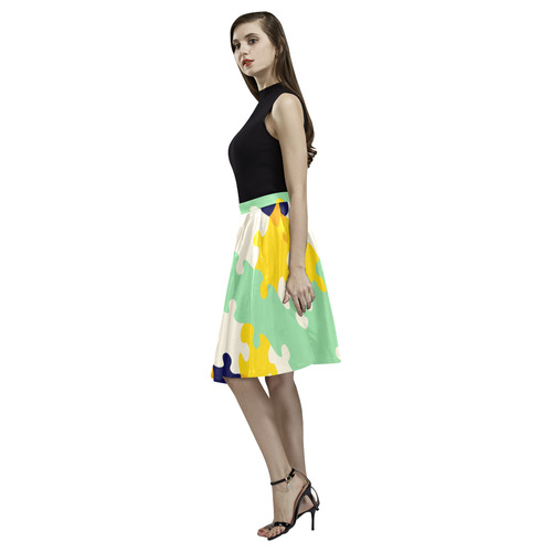 Puzzle pieces Melete Pleated Midi Skirt (Model D15)