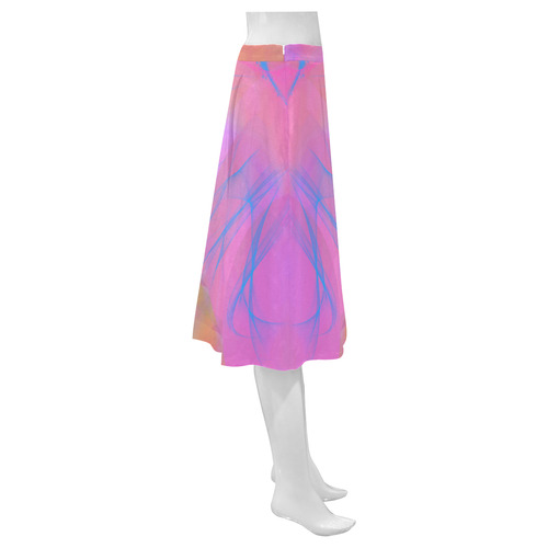 Pink and Orange Painted Fracta; Mnemosyne Women's Crepe Skirt (Model D16)