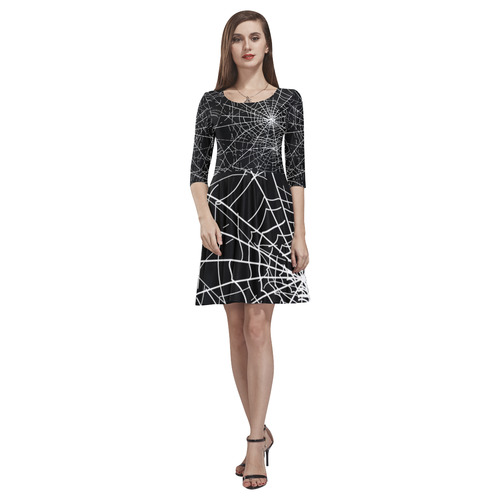 halloween-spiders-web Tethys Half-Sleeve Skater Dress(Model D20)