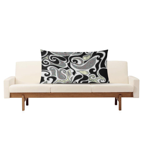 Wacky Retro Swirl in Black and White Rectangle Pillow Case 20"x36"(Twin Sides)