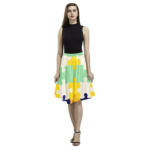 Puzzle pieces Melete Pleated Midi Skirt (Model D15)