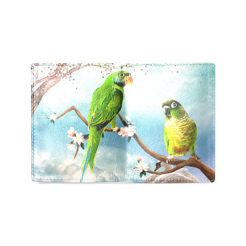 Funny cute parrots Men's Leather Wallet (Model 1612)