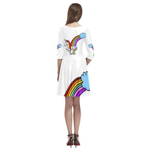 Beautiful Unicorn by Popart Lover Tethys Half-Sleeve Skater Dress(Model D20)