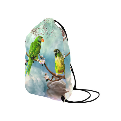 Funny cute parrots Medium Drawstring Bag Model 1604 (Twin Sides) 13.8"(W) * 18.1"(H)