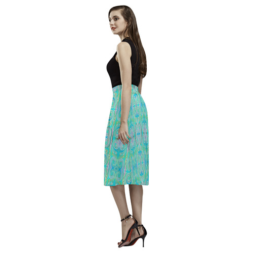 Multicolored Aquamarine Aoede Crepe Skirt (Model D16)