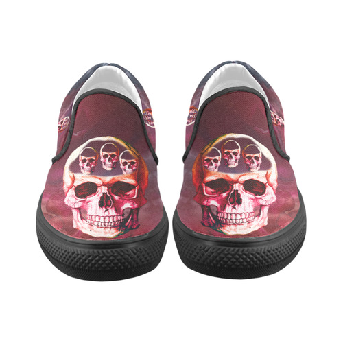 Funny Skulls Women's Slip-on Canvas Shoes (Model 019)