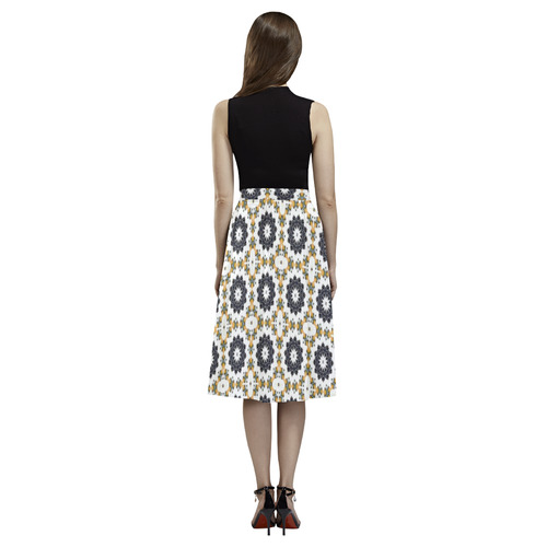 Gray White and Blue Geometric Aoede Crepe Skirt (Model D16)