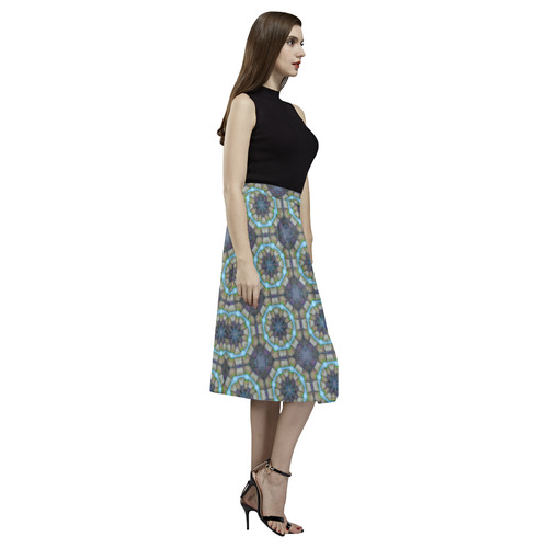 Cobalt Green and Blue Aoede Crepe Skirt (Model D16)
