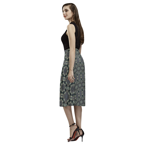 Gray and Black Geometric Aoede Crepe Skirt (Model D16)