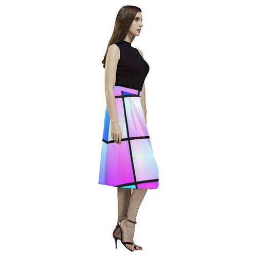 Gradient squares pattern Aoede Crepe Skirt (Model D16)