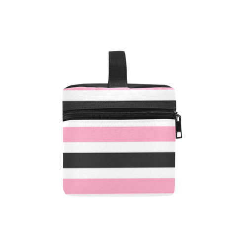 Pink Black Stripes Cosmetic Bag/Large (Model 1658)